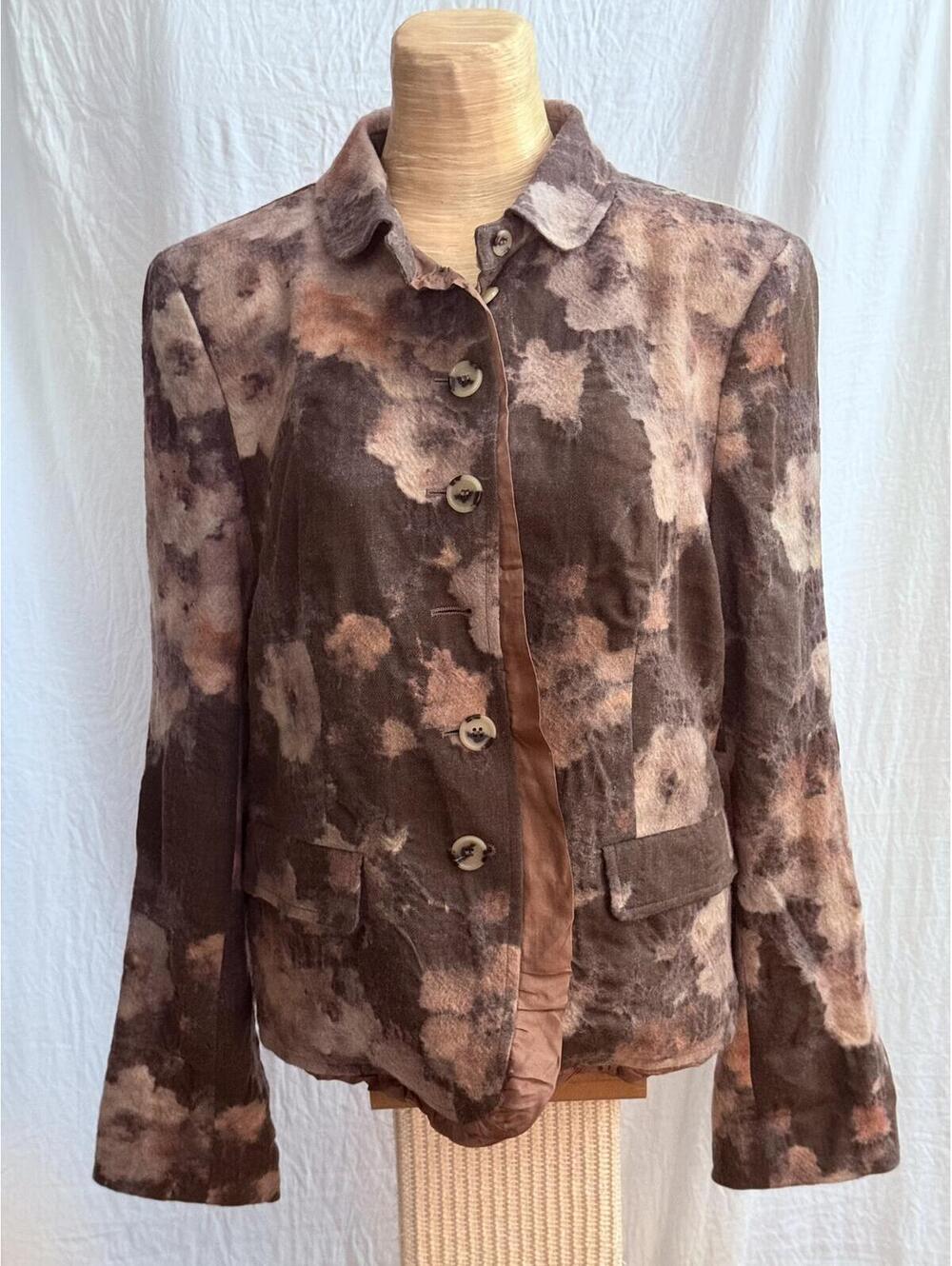 DKNY Wool Abstract Floral Jacket